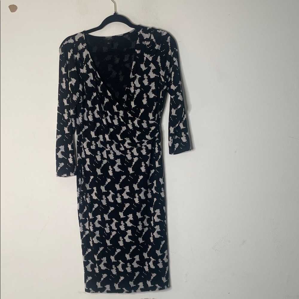 Ann Taylor Black and White Long Sleeve Dress